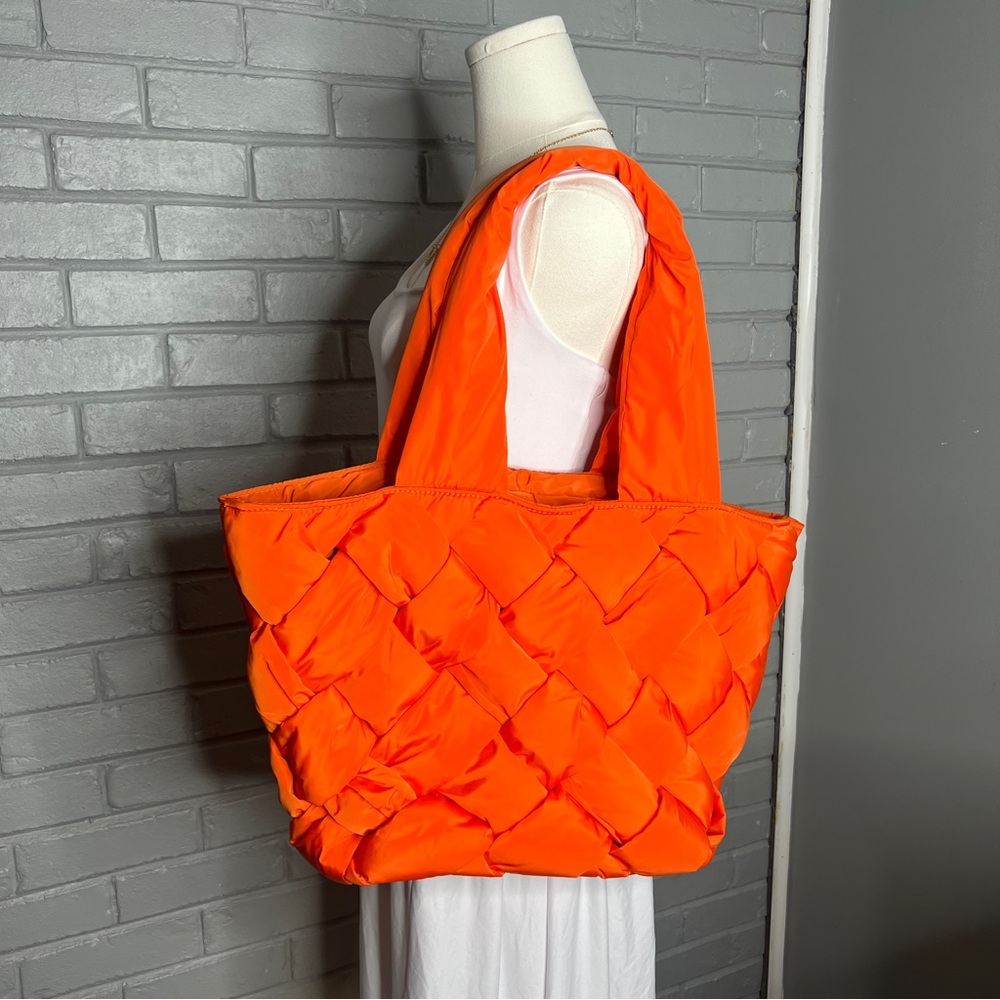 Sol & Selene Tangerine Intuition East West Woven Nylon Tote Bag